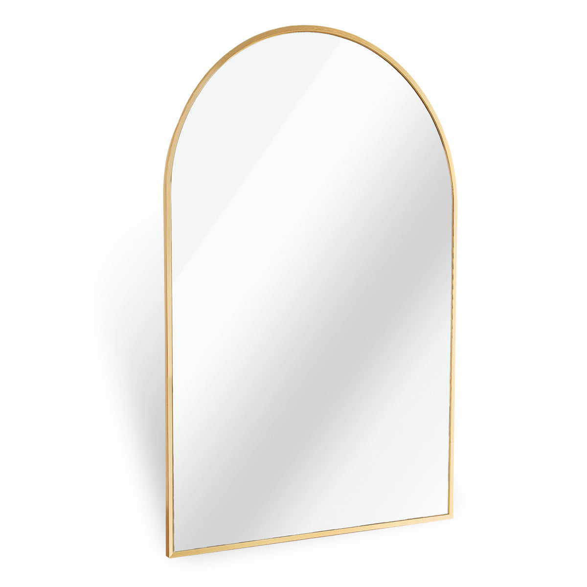 Gold metal arched mirror from Anthony & Home Classic Collection with a sleek, elegant frame and reflective surface.