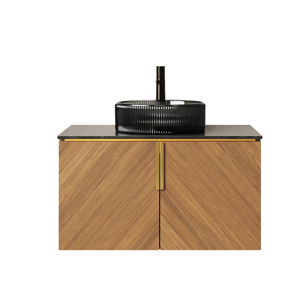 Anthony & Home Aria Collection wall-mount bath vanity with sintered stone countertop and modern design.