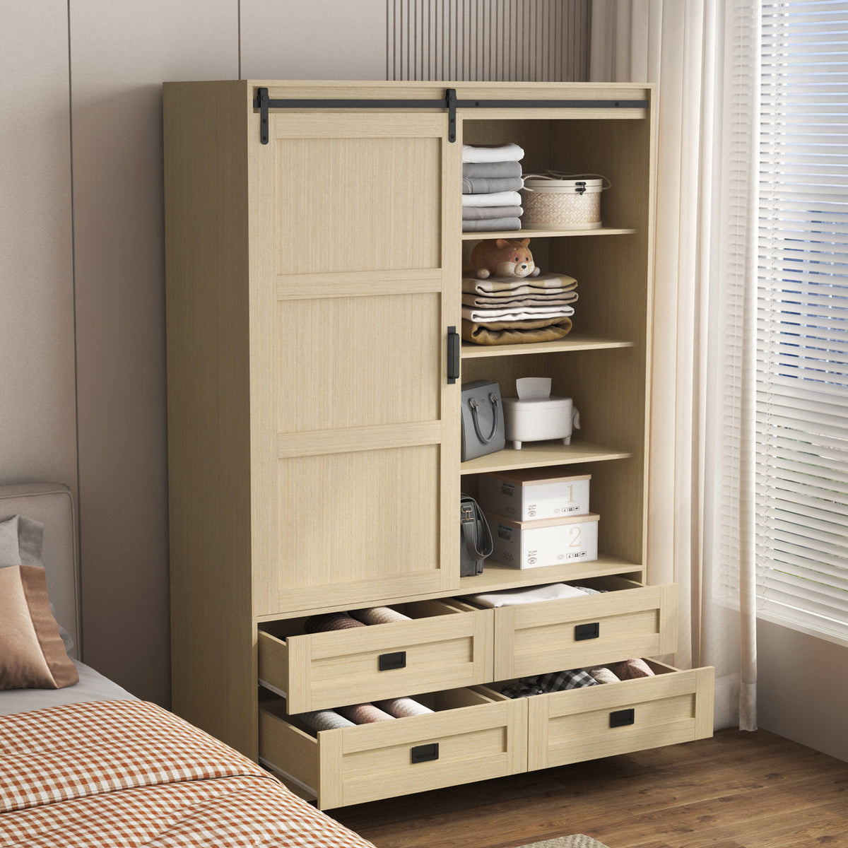 Anthony & Home Atelier Collection armoire with wooden doors and contemporary design, showcasing elegant storage furniture