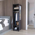 Black particle board armoire from Anthony & Home Exclusive Edition with sleek design and sturdy construction.