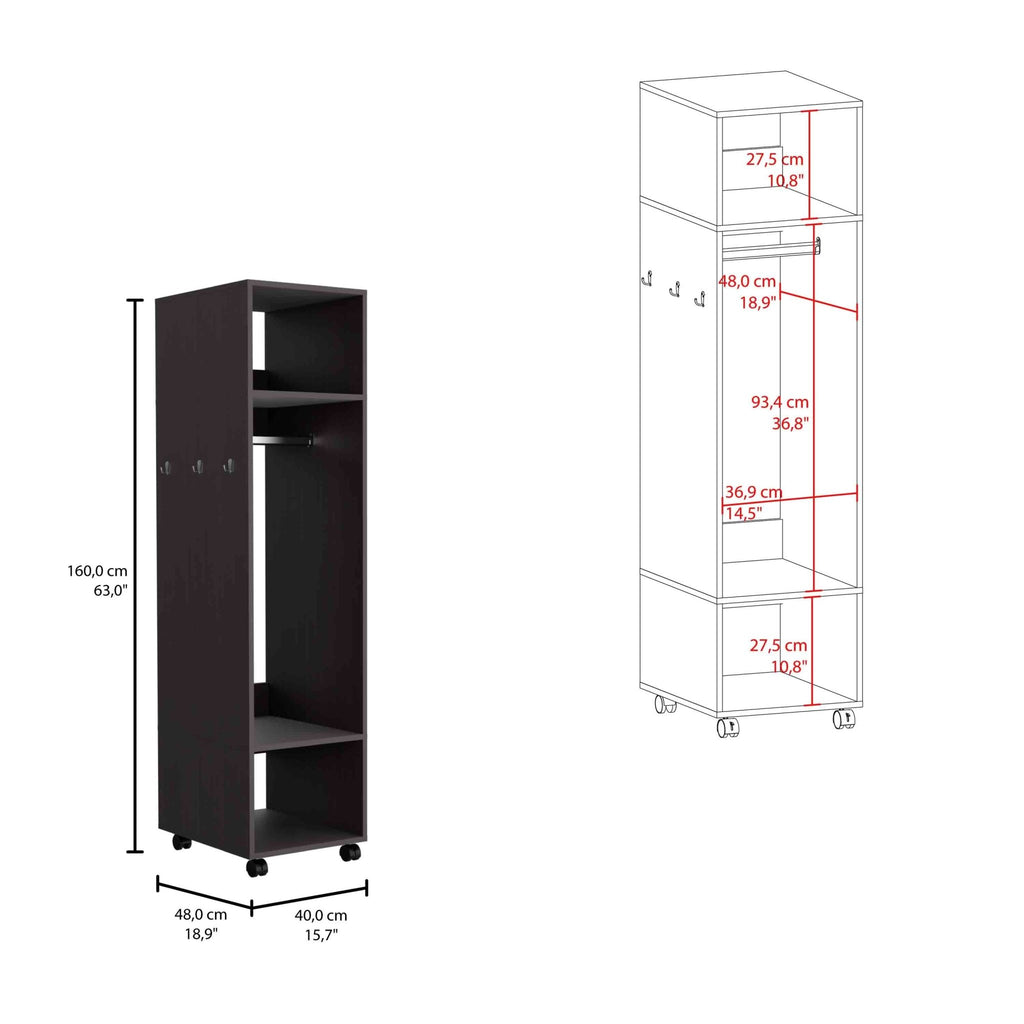Black particle board armoire by Anthony & Home, exclusive edition with sleek design and sturdy construction.