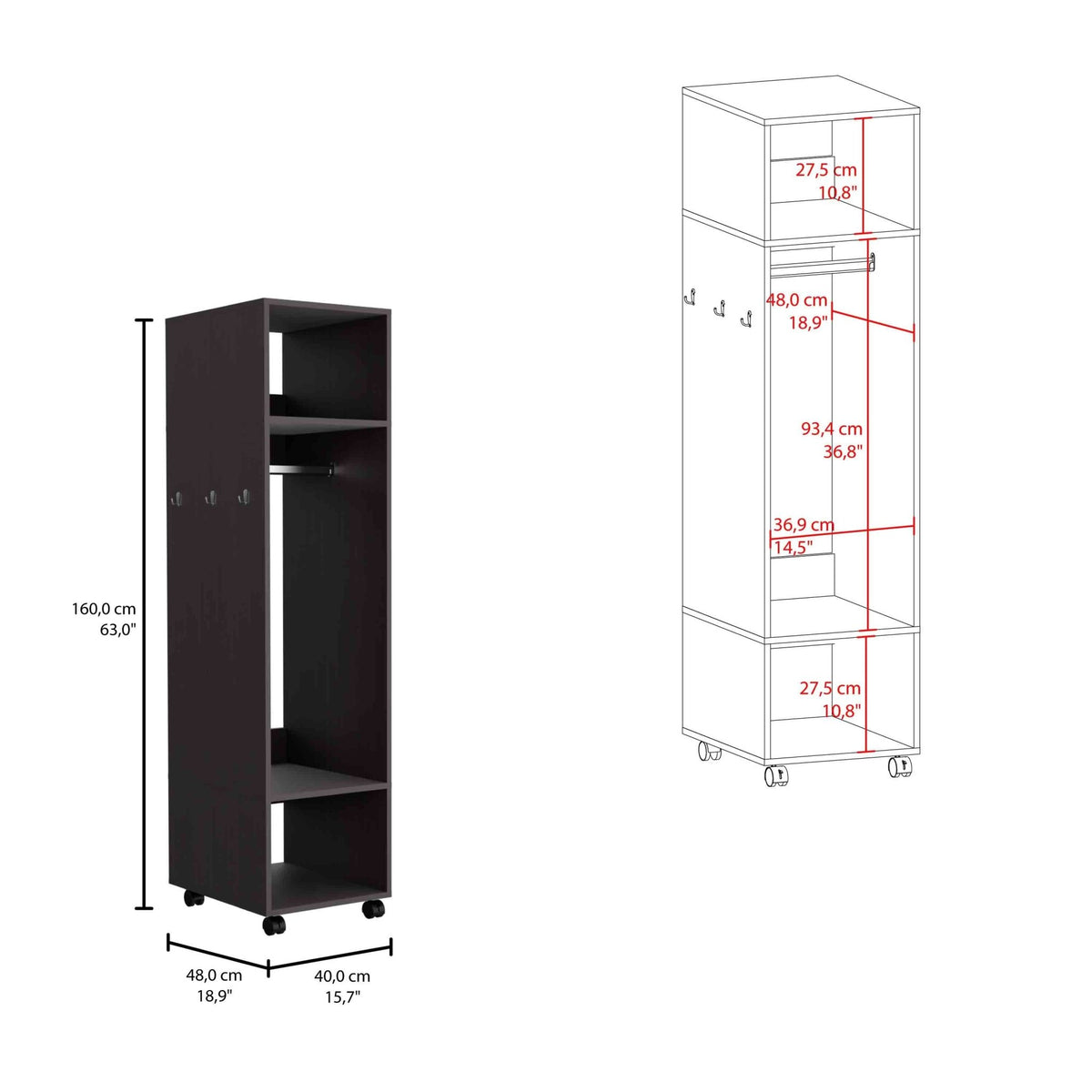 Black particle board armoire by Anthony & Home, exclusive edition with sleek design and sturdy construction.