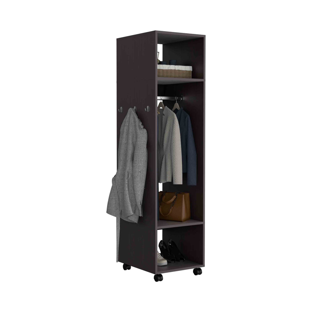 Black particle board armoire from Anthony & Home's Exclusive Edition with sleek, modern design and sturdy construction.