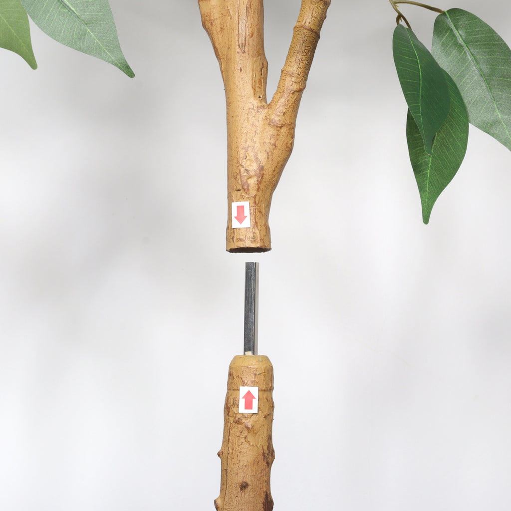 6 ft artificial Ficus tree with natural trunk in black pot, ideal for indoor home or office decor by Anthony & Home.