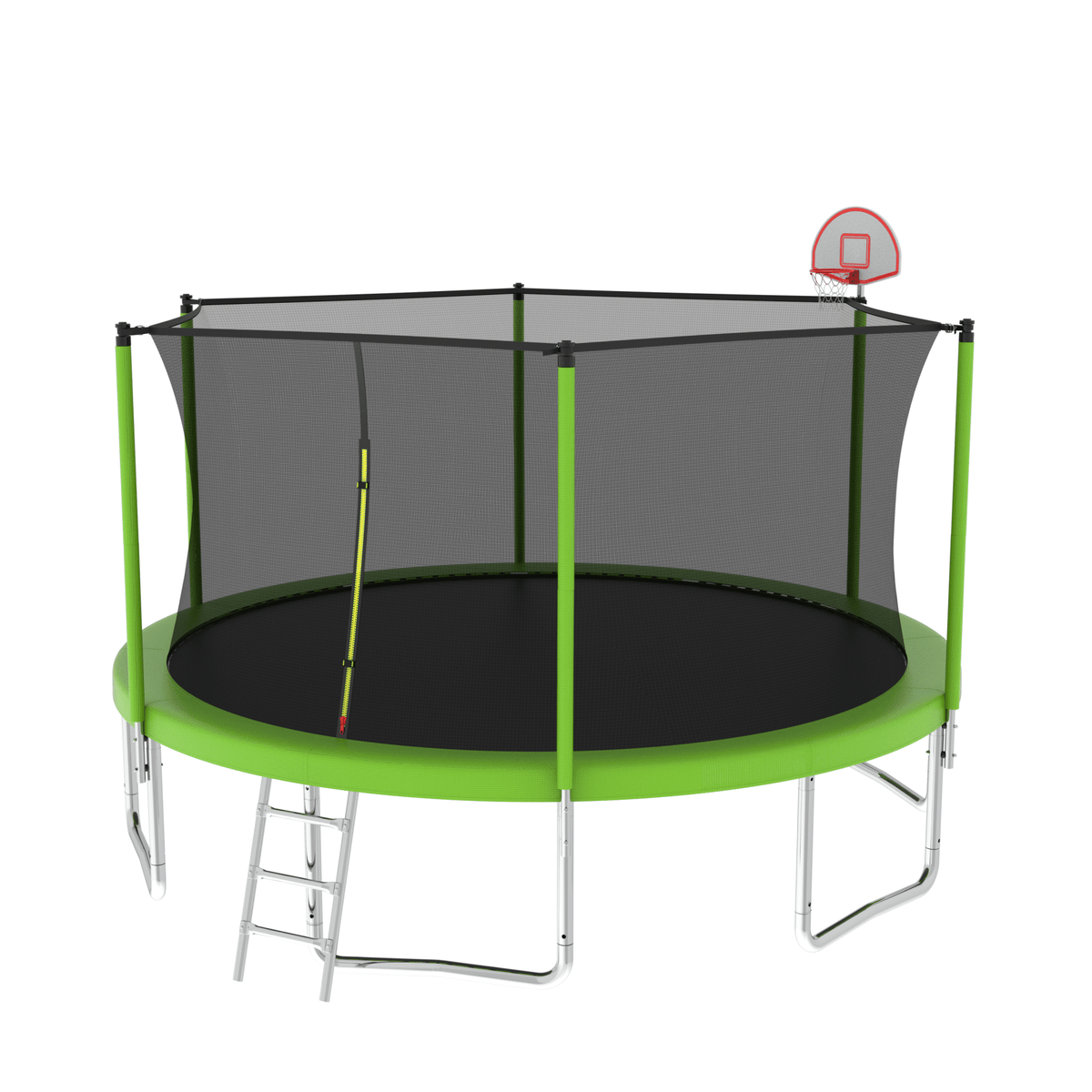 Anthony & Home Atelier 14-foot trampoline with galvanized steel frame and safety net for outdoor bouncing fun.