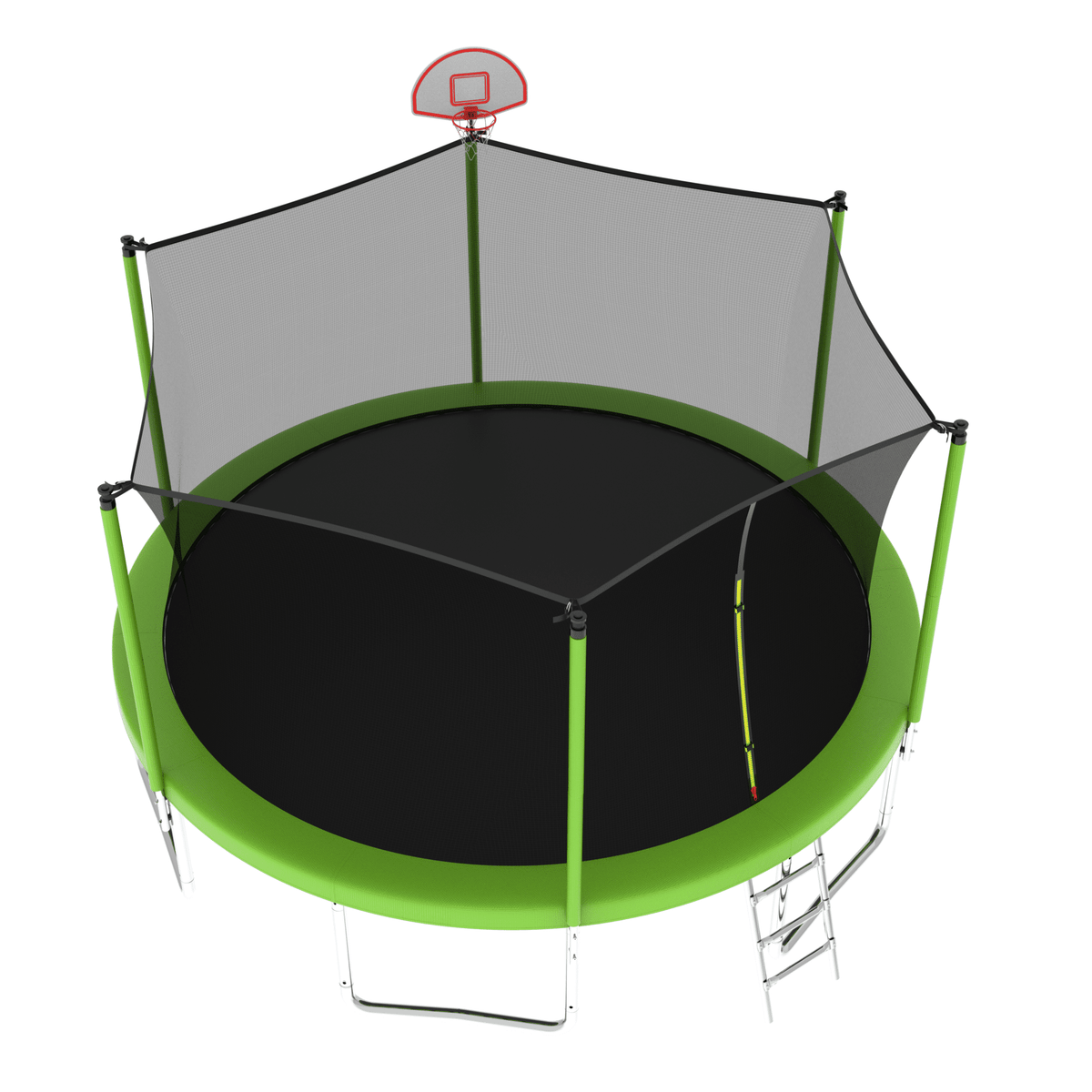Anthony & Home Atelier 14-foot trampoline with galvanized steel frame and safety net, ideal for outdoor backyard fun.