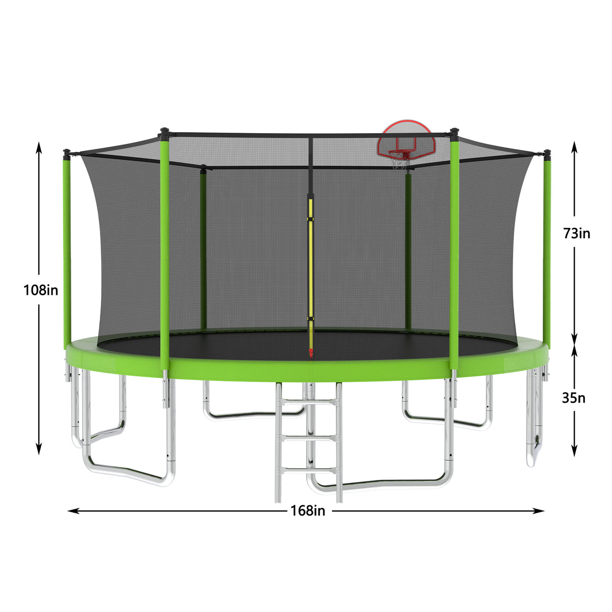 Anthony & Home 14-foot trampoline with galvanized steel frame and safety net, ideal for outdoor backyard bouncing fun.
