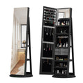 Anthony & Home Atelier 360-degree rotating jewelry cabinet with HD mirror, showing organized jewelry storage and sleek design.
