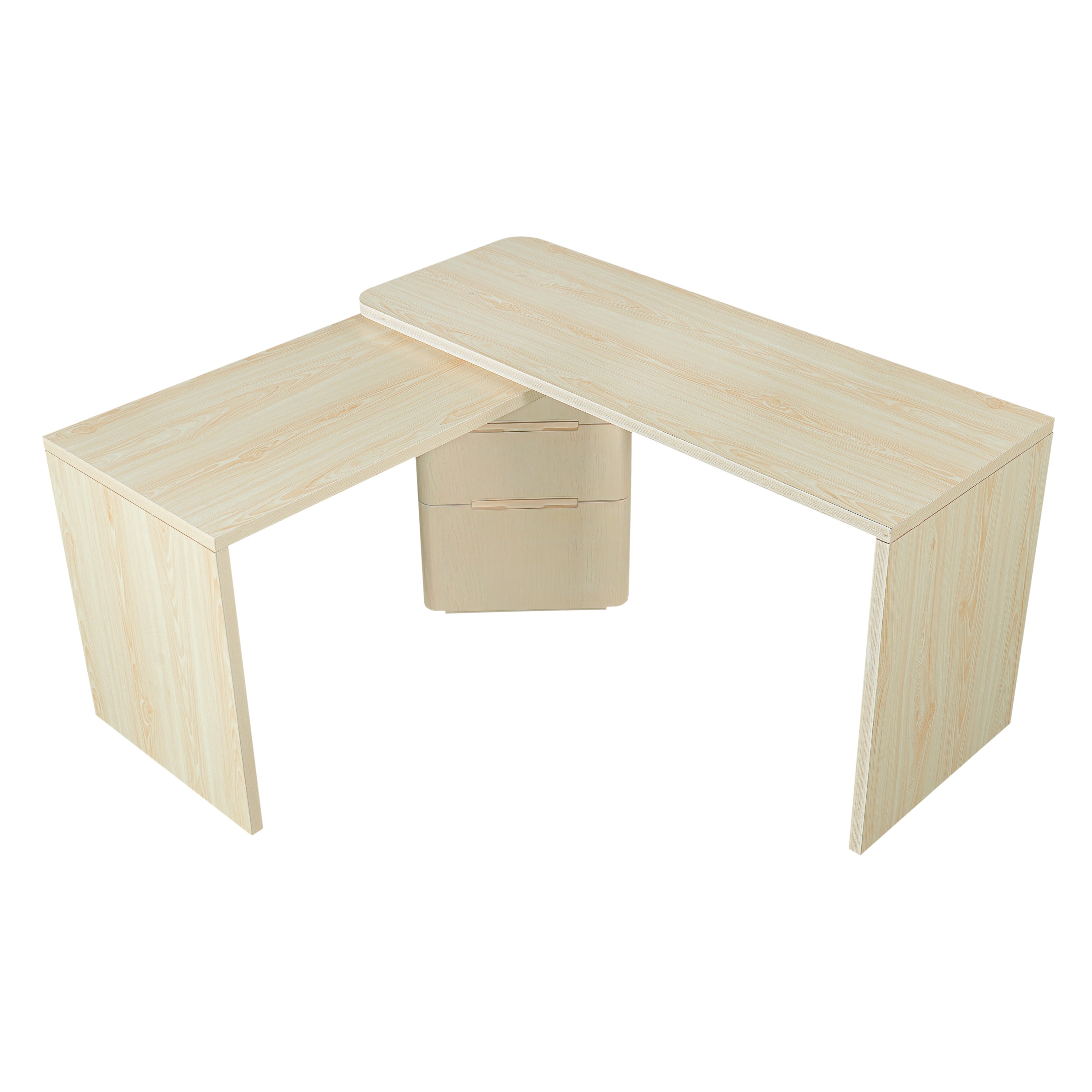 Anthony & Home Atelier 90-inch natural wood L-shaped desk with spacious workspace and sleek design for modern offices