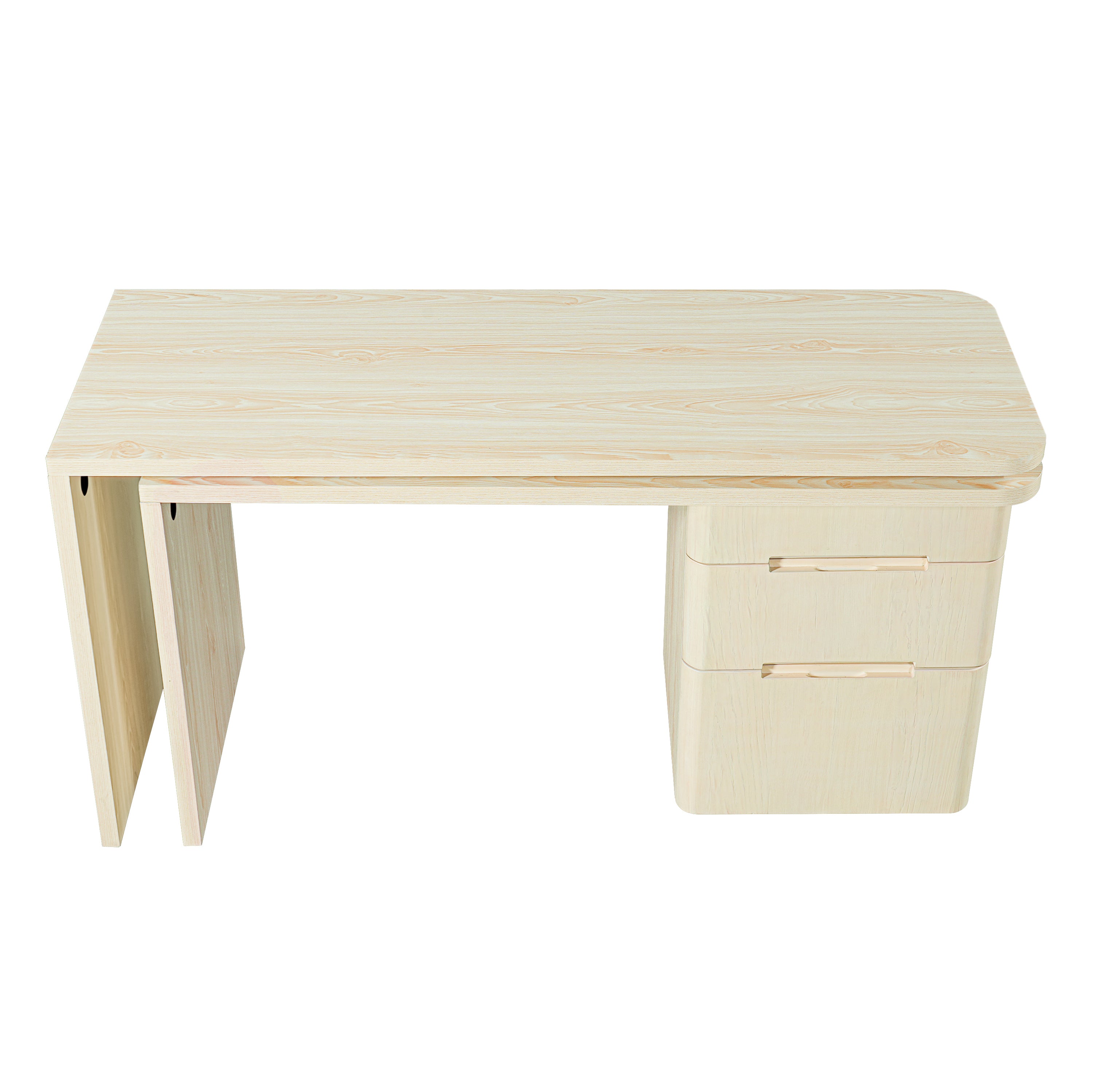 Anthony & Home Atelier 90-inch natural wood L-shaped desk with spacious workspace and modern design.