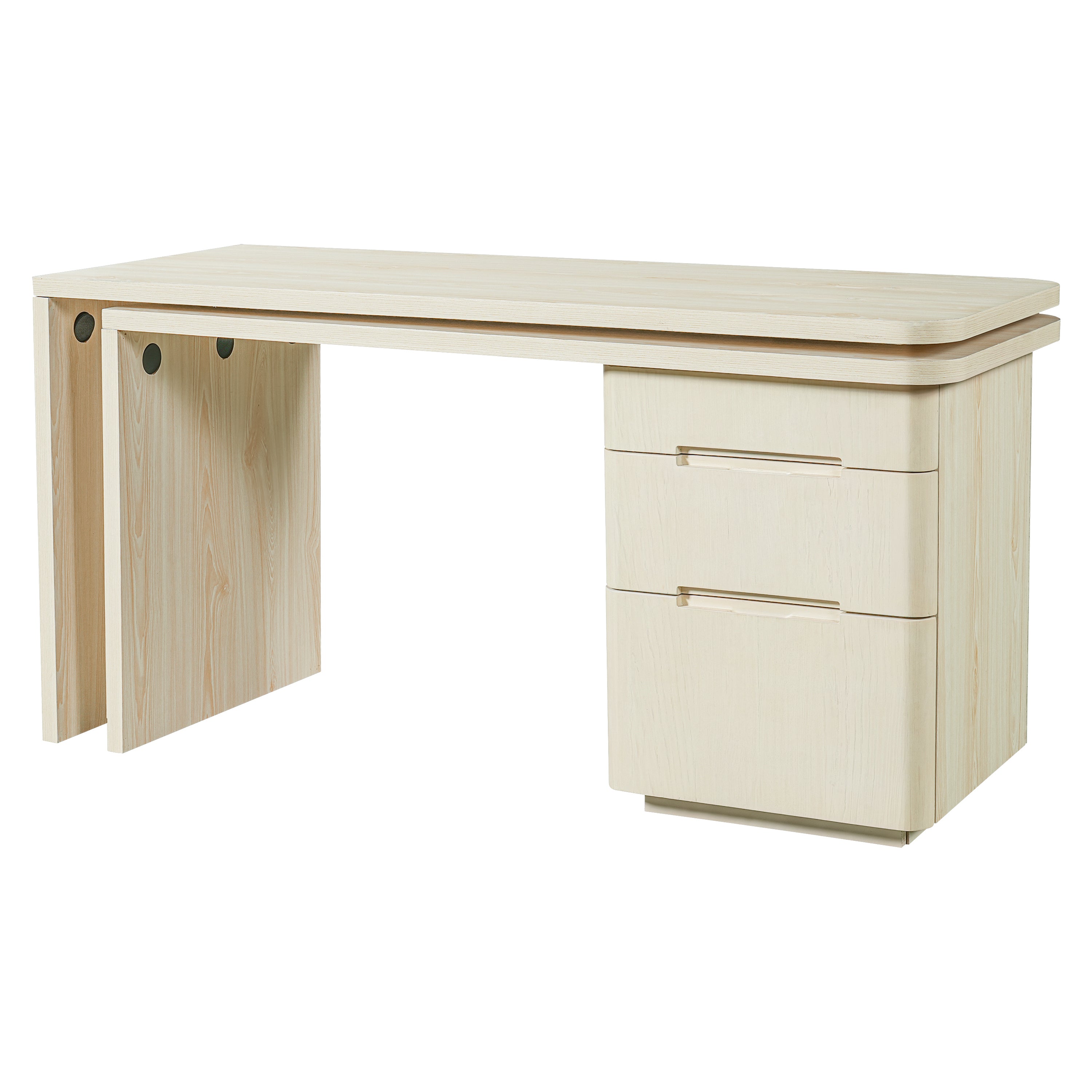 Anthony & Home Atelier 90-Inch Natural Wood L-Shaped Desk with spacious workspace and modern design.