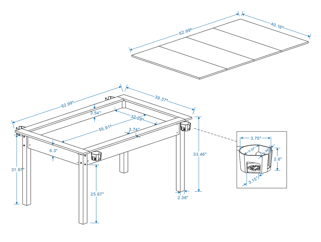 Anthony & Home Atelier Board Game Table with wooden surface and integrated storage for game pieces.