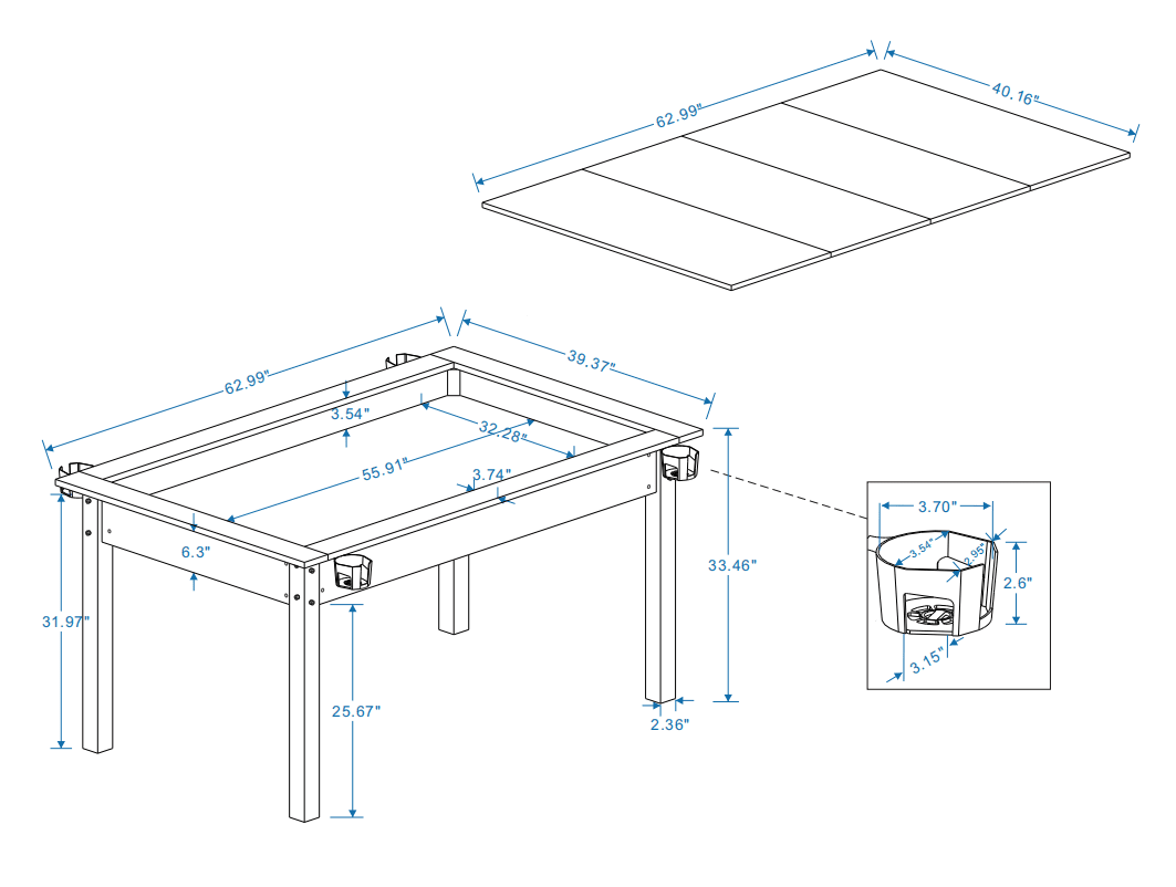 Anthony & Home Atelier Board Game Table with wooden surface and integrated storage for game pieces.