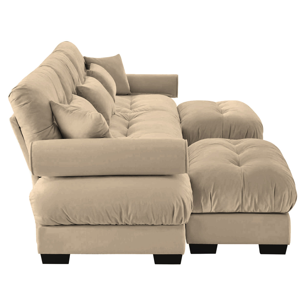 Anthony & Home Atelier Camel Velvet U-Shape Modular Sectional sofa with plush velvet cushions and modern design.