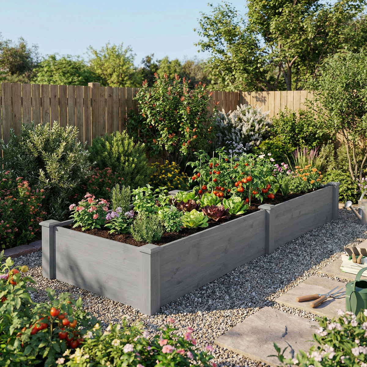 Anthony & Home Atelier Cedar Raised Garden Bed 96x28x10 outdoor planter box with tool-free assembly and natural cedar finish.