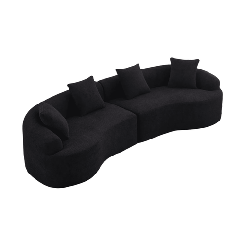 Anthony & Home Atelier Chenille Collection curved modular sectional sofa with plush upholstery and modern design.
