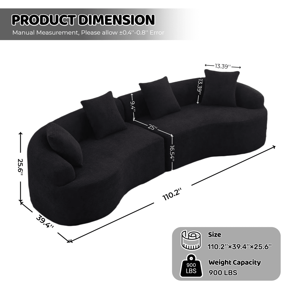 Anthony & Home Atelier Chenille Collection curved modular sectional sofa with plush upholstery and modern design.