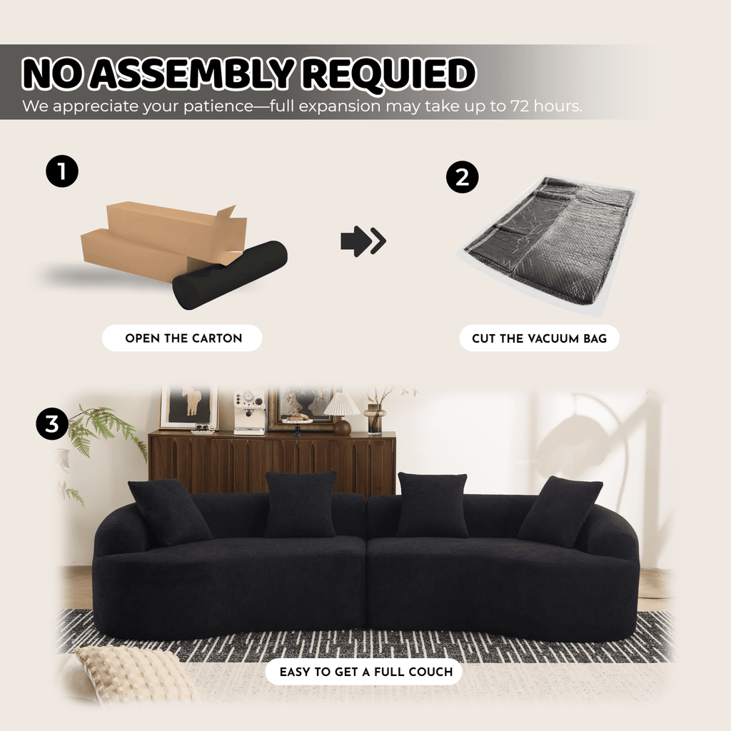 Anthony & Home Atelier Chenille Collection curved modular sectional sofa with plush upholstery and contemporary design.