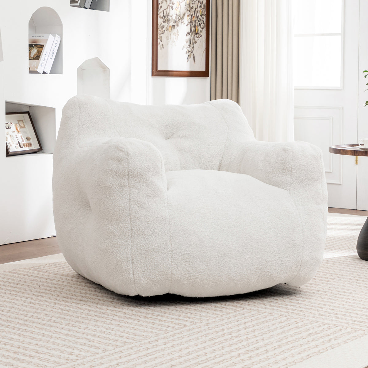 Anthony & Home Atelier Collection foam-filled bean bag chair with armrests, perfect for living room or bedroom seating.
