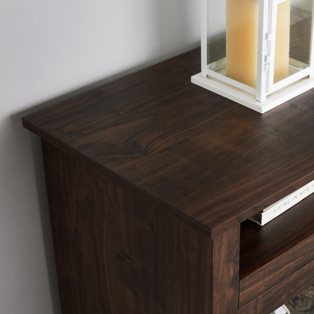 Anthony & Home Atelier Collection TV console for 65-inch TVs, brown minimalist entertainment cabinet with sleek design.