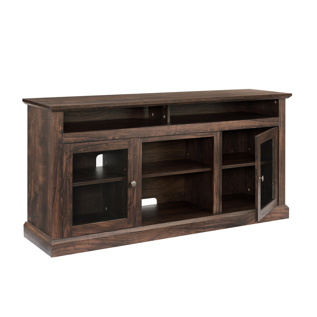 Anthony & Home Atelier Collection TV console for 65-inch TVs in brown finish, minimalist entertainment cabinet with sleek design.