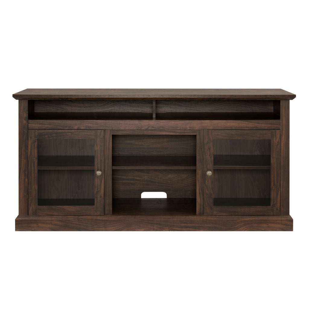 Anthony & Home Atelier Collection TV console for 65-inch TVs in brown finish, minimalist entertainment cabinet with sleek design.