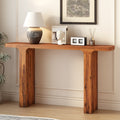 Anthony & Home Atelier console table in acacia veneer, 60-inch entryway table with square legs for hallways and entryways.