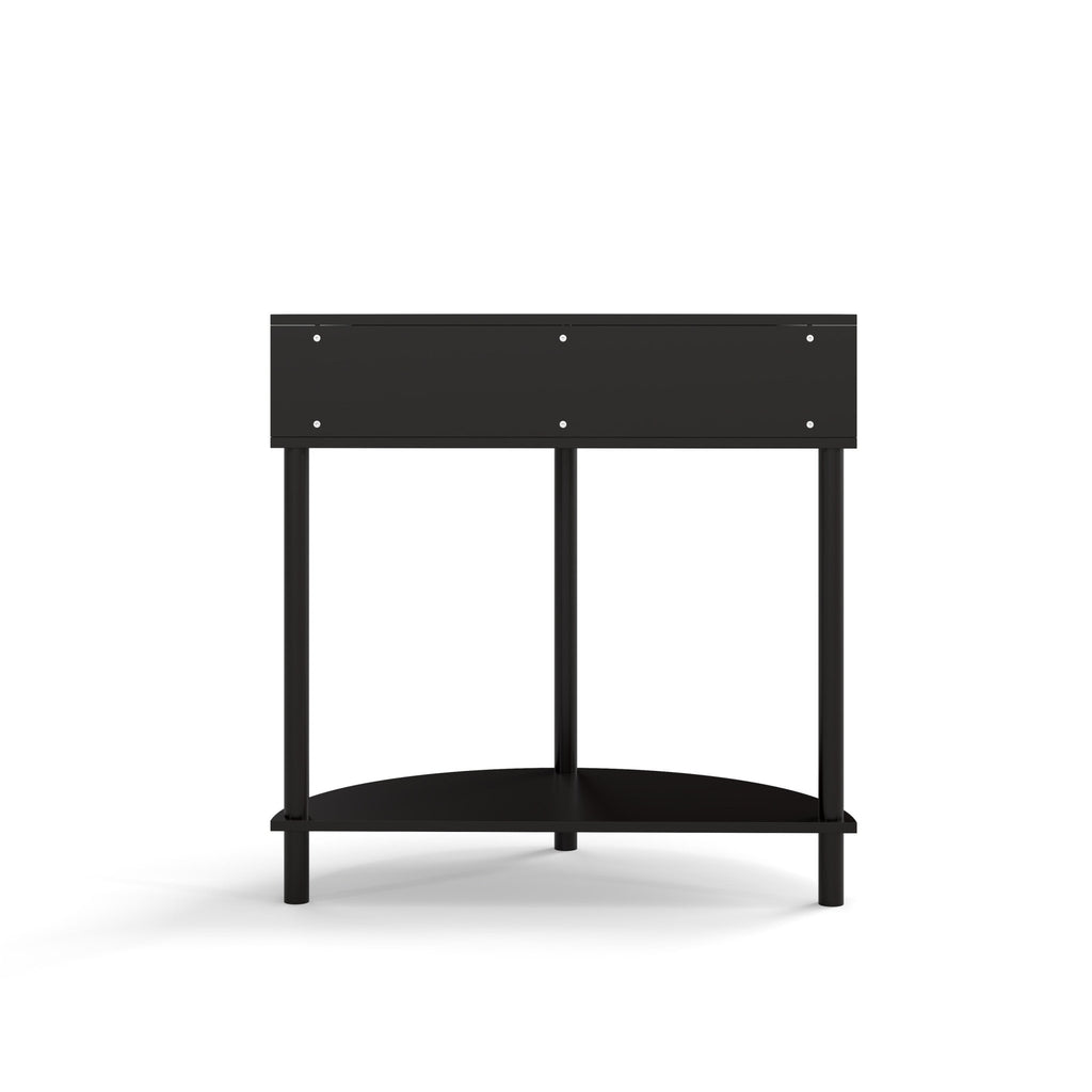 Black solid wood Atelier Demi-Lune end table by Anthony & Home featuring a semi-circular design and smooth finish.
