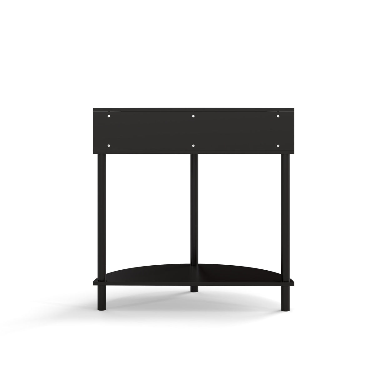 Black solid wood Atelier Demi-Lune end table by Anthony & Home featuring a semi-circular design and smooth finish.