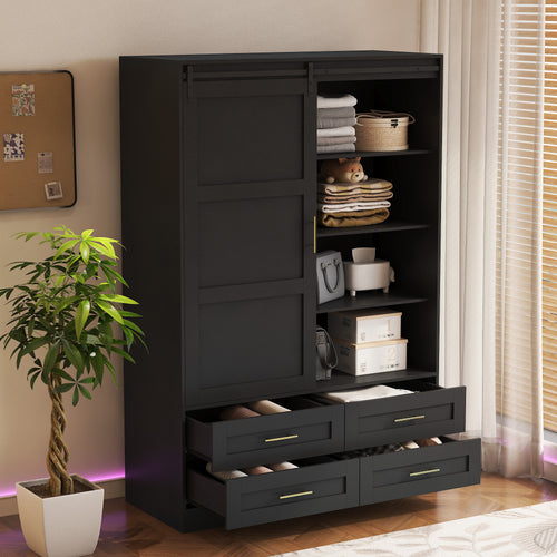 Anthony & Home Atelier Eco MDF tall wardrobe with barn door, featuring sleek design and spacious storage.