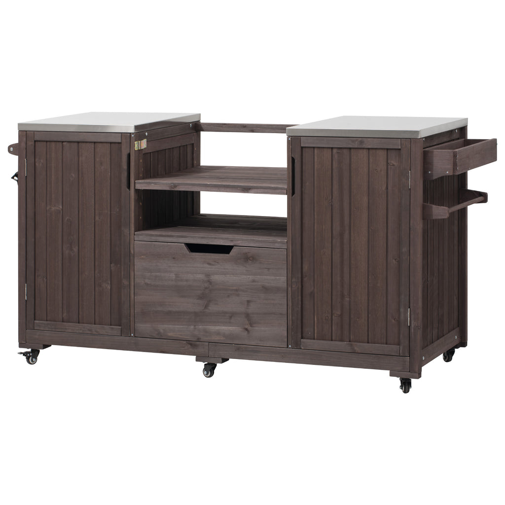 Anthony & Home Atelier Edition outdoor kitchen island with solid wood construction designed for Kamado grills.
