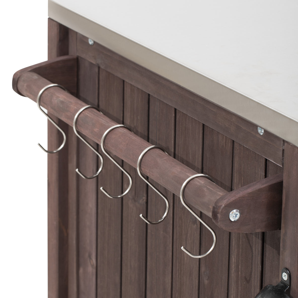 Anthony & Home Atelier Edition outdoor kitchen island with solid wood construction for Kamado grills, featuring spacious work surfaces.