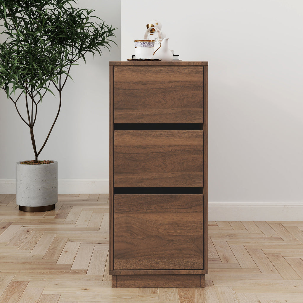 Anthony & Home Atelier glass sliding door kitchen sideboard with sleek design and clear glass panels, ideal for modern storage.
