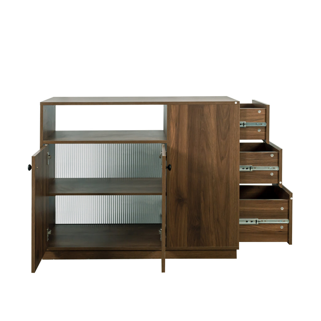 Anthony & Home Atelier glass sliding door kitchen sideboard with sleek design and transparent glass panels