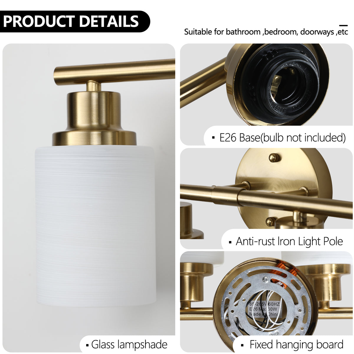 Anthony & Home Atelier Gold Finish Six-Light Vanity Wall Sconce with elegant gold accents and six candle-style lights.