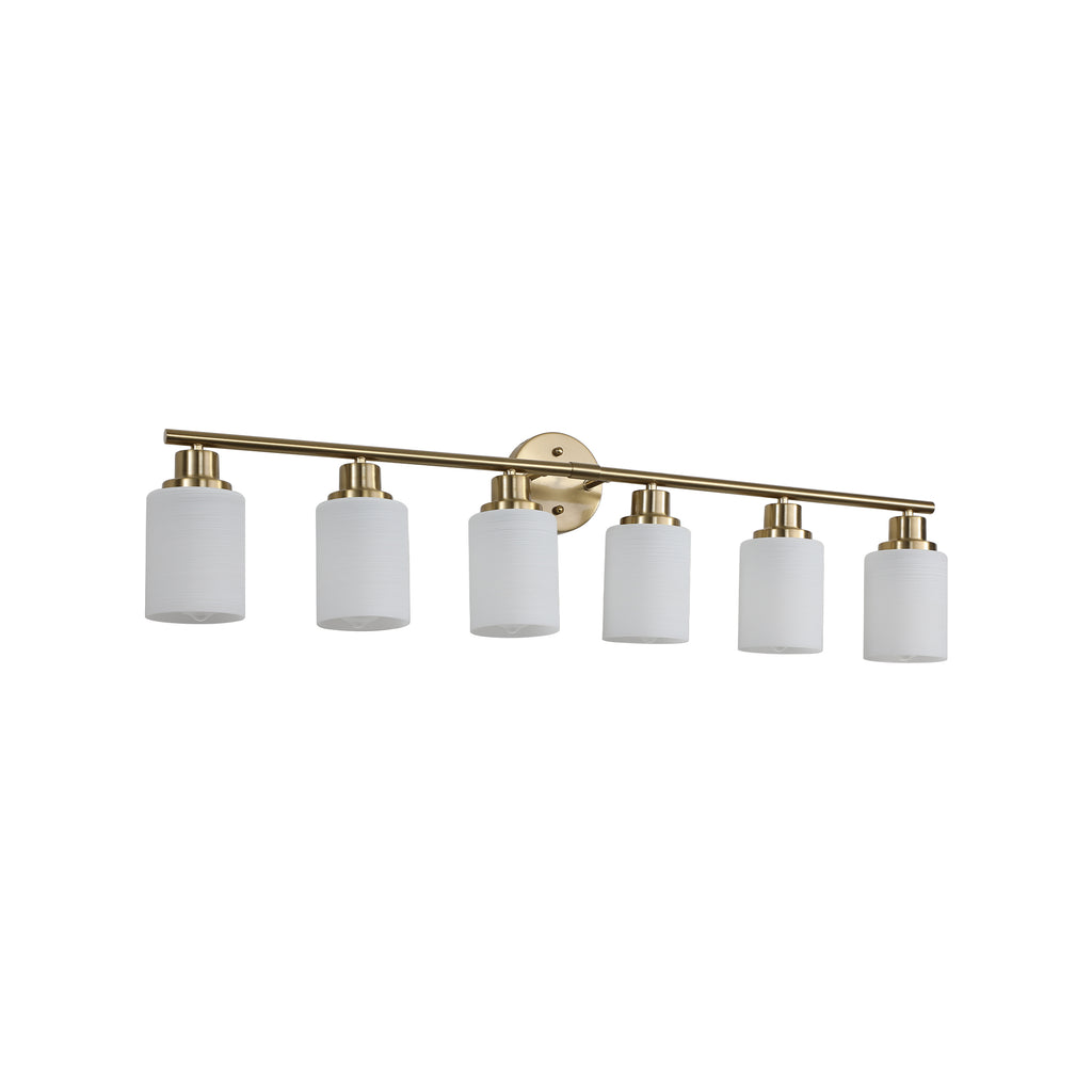 Anthony & Home Atelier Gold Finish Six-Light Vanity Wall Sconce with elegant gold-toned metal design and six light fixtures