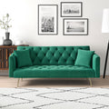 Anthony & Home Atelier Green Velvet Convertible Love Seat with plush velvet fabric and modern design, set in a cozy living space.