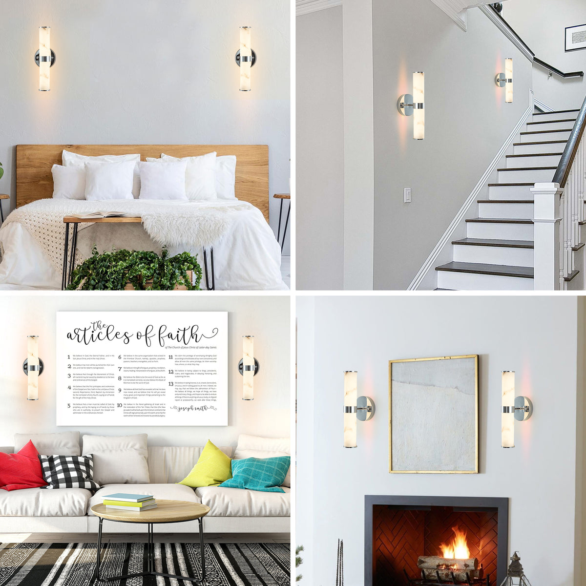 Set of two Anthony & Home Atelier Marble Wall Sconces with sleek, modern design and polished marble finish.
