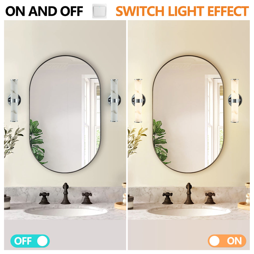 Pair of Anthony & Home Atelier Marble Wall Sconces with sleek, modern design and white marble finish for stylish lighting.