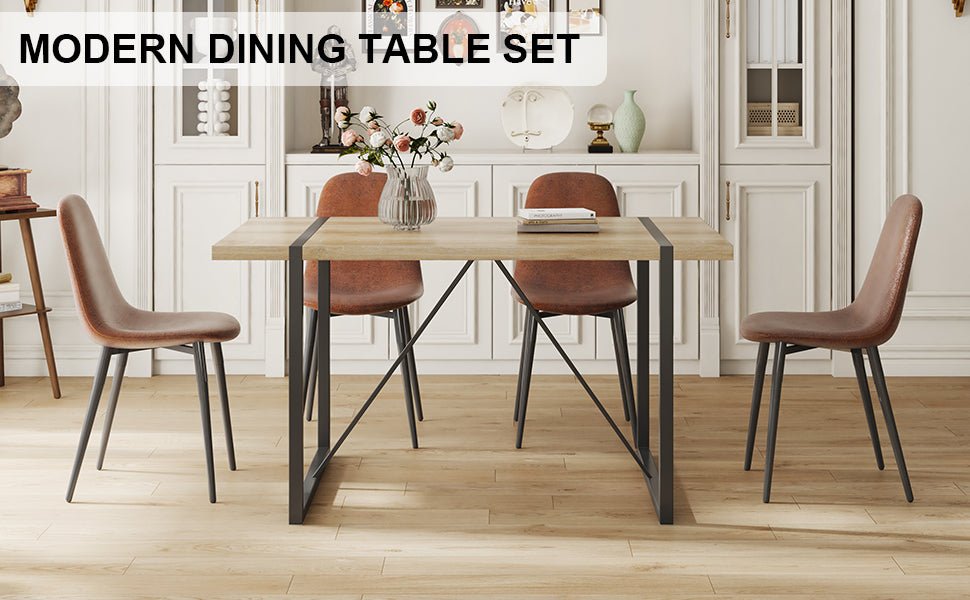 Anthony & Home modern medieval dining set with tech fabric, includes table and chairs, stylish and comfortable for contemporary dining.