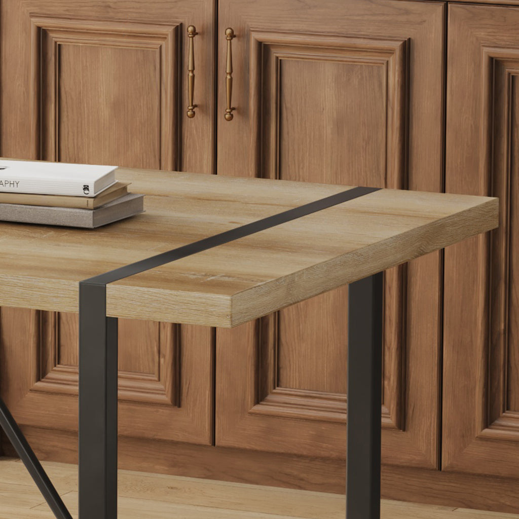 Anthony & Home Atelier Modern Medieval dining set with tech fabric, featuring a wooden table and matching chairs in a contemporary design.