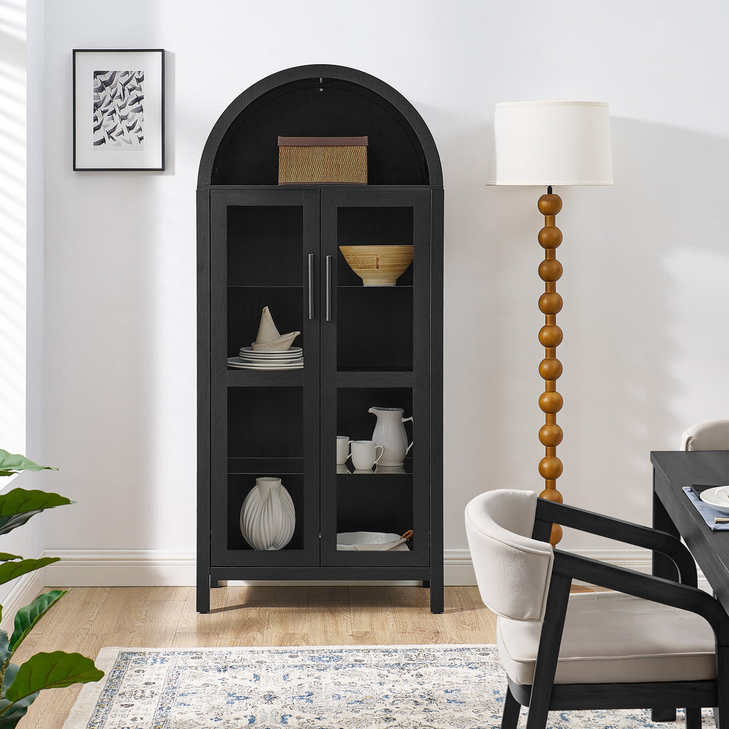 Anthony & Home modern retro storage cabinet with integrated lamp, featuring sleek wood finish and stylish design.