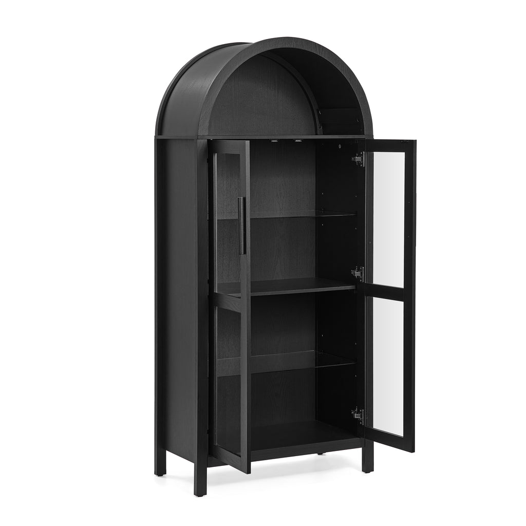 Anthony & Home modern retro storage cabinet with integrated lamp, featuring sleek wood finish and practical design.