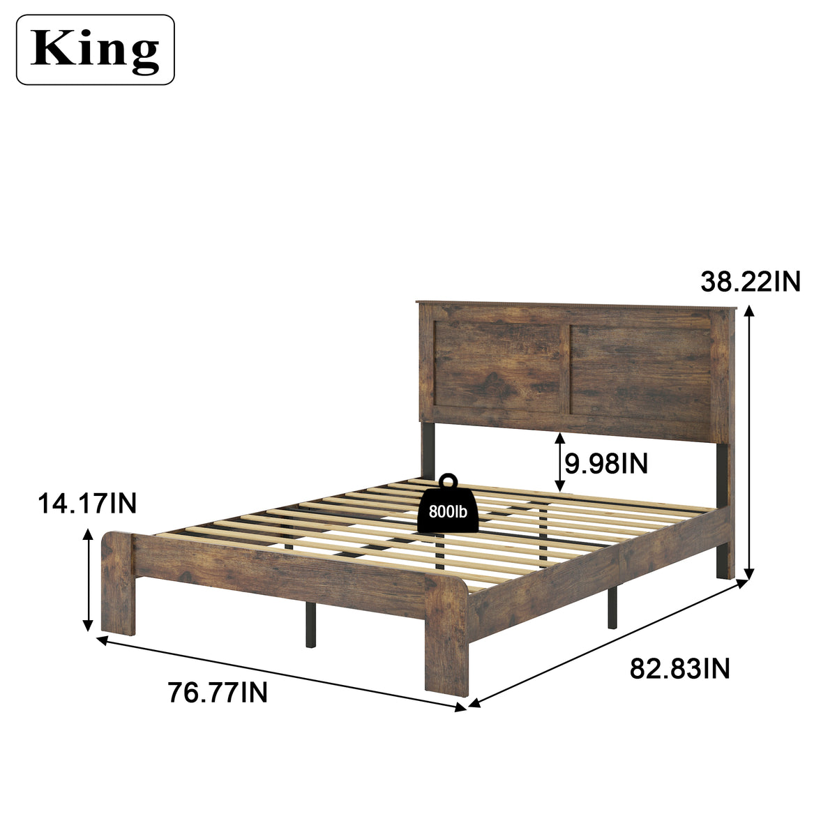 Dark brown Anthony & Home Atelier Premier King Size platform bed with solid wood and metal frame, showcasing a sturdy, modern design.