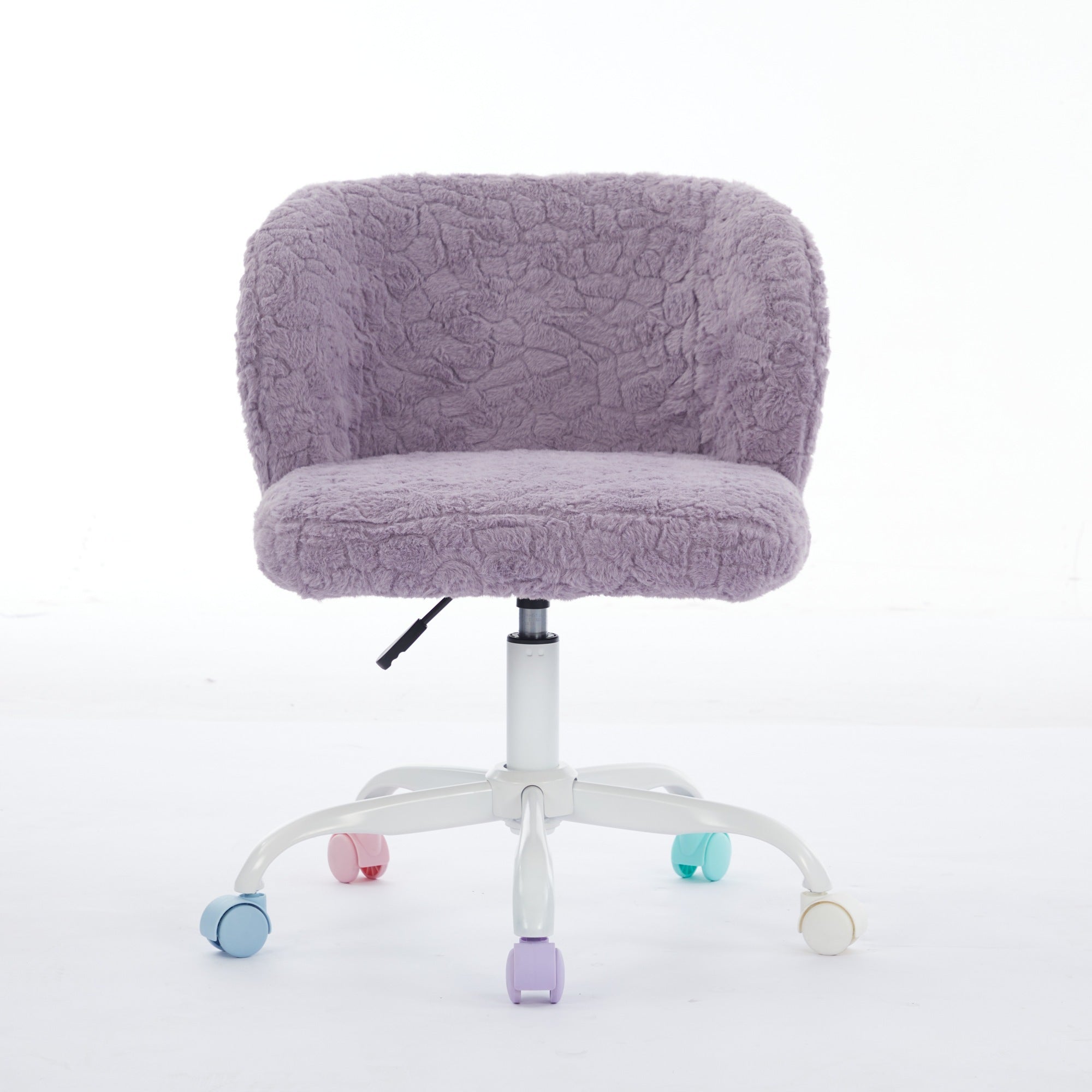 Violet Atelier rabbit-hair office chair with metal base by Anthony & Home, featuring plush upholstery and sleek design.