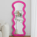 Anthony & Home Atelier Rose Floor Mirror with wave metal stand and synthetic wood frame in rose tone, part of Signature Collection