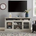 Anthony & Home Atelier Stone Gray television console with dual storage, featuring sleek design and ample space for media devices.