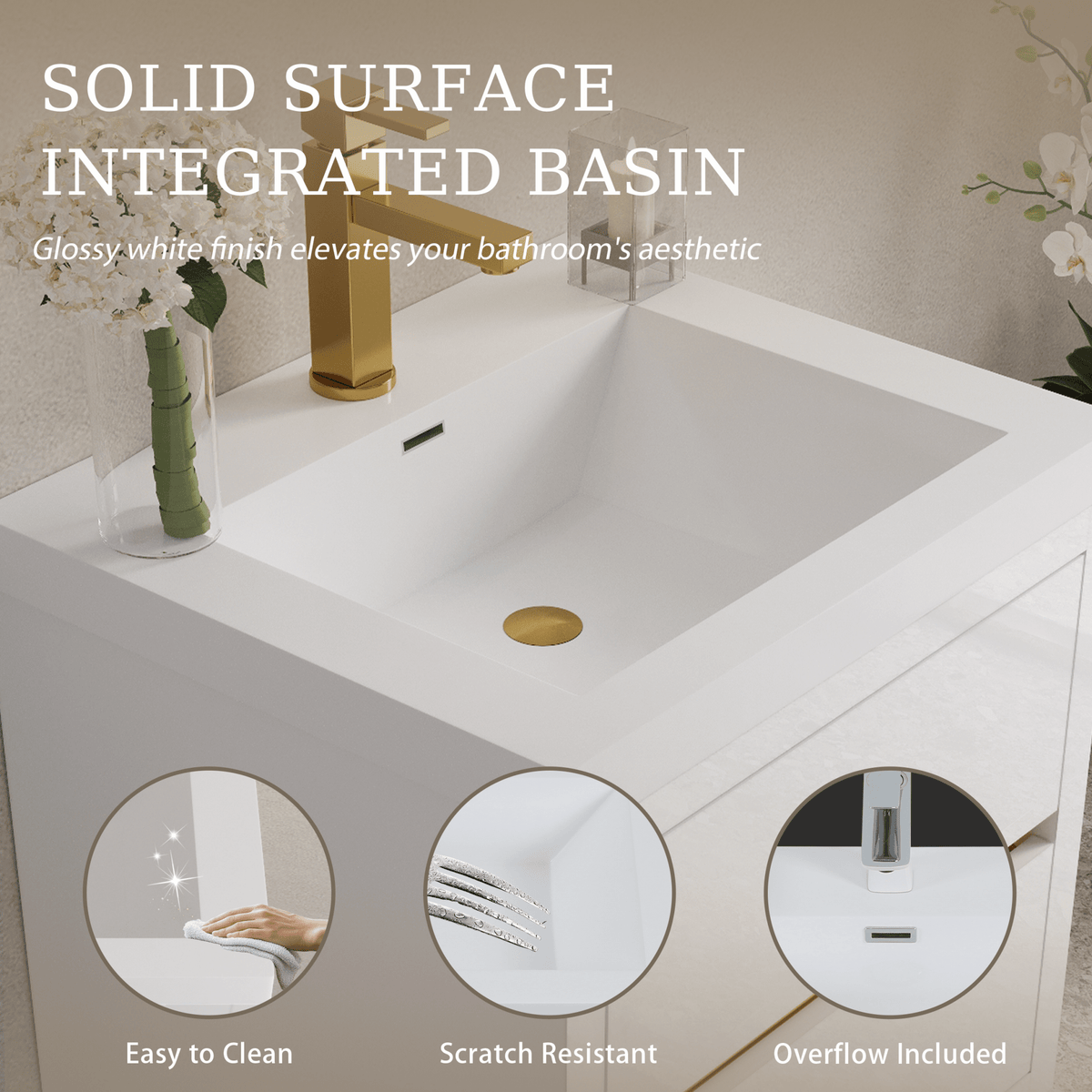 Anthony & Home Atelier stone resin wall-mounted vanity with sink and soft-close drawers, modern bathroom vanity unit