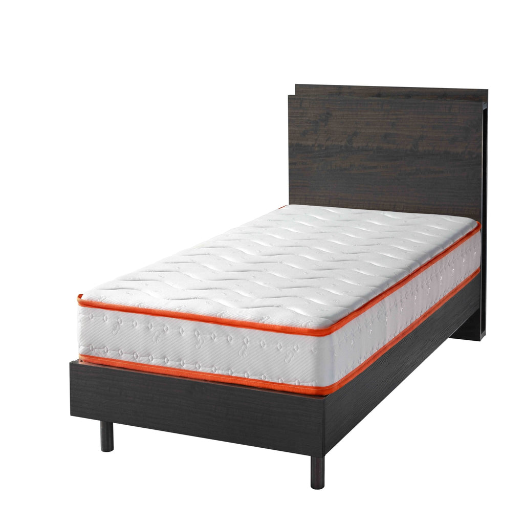 Anthony & Home Atelier Twin Hybrid Mattress with 6-inch pocket springs and supportive foam layer, shown in a bedroom setting.
