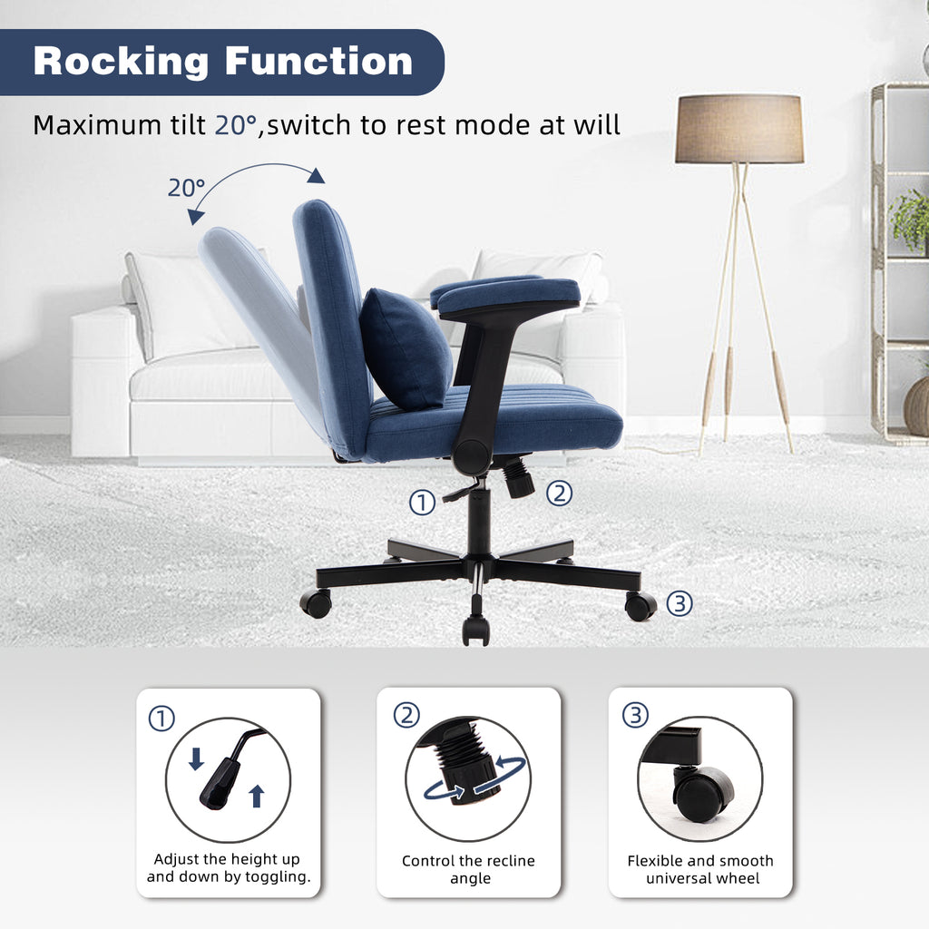 Anthony & Home Atelier velvet office chair with crisscross armrests, featuring plush upholstery and modern ergonomic design.